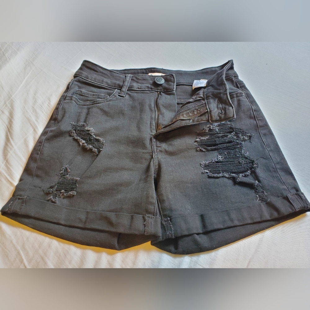 Women's Black High Rise Jean Shorts